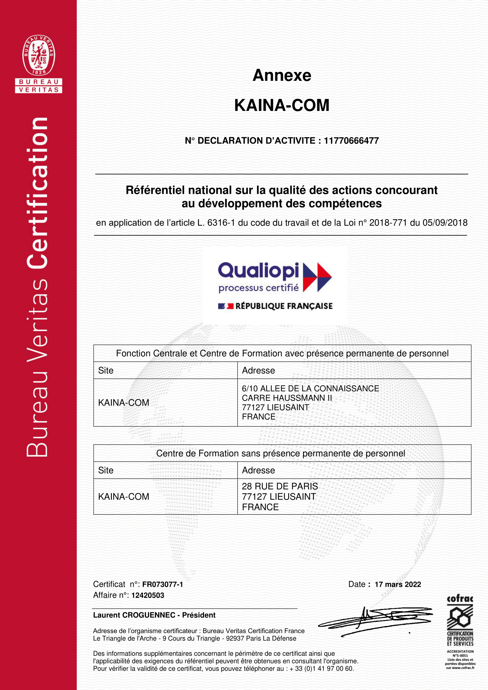 certification Qualiopi