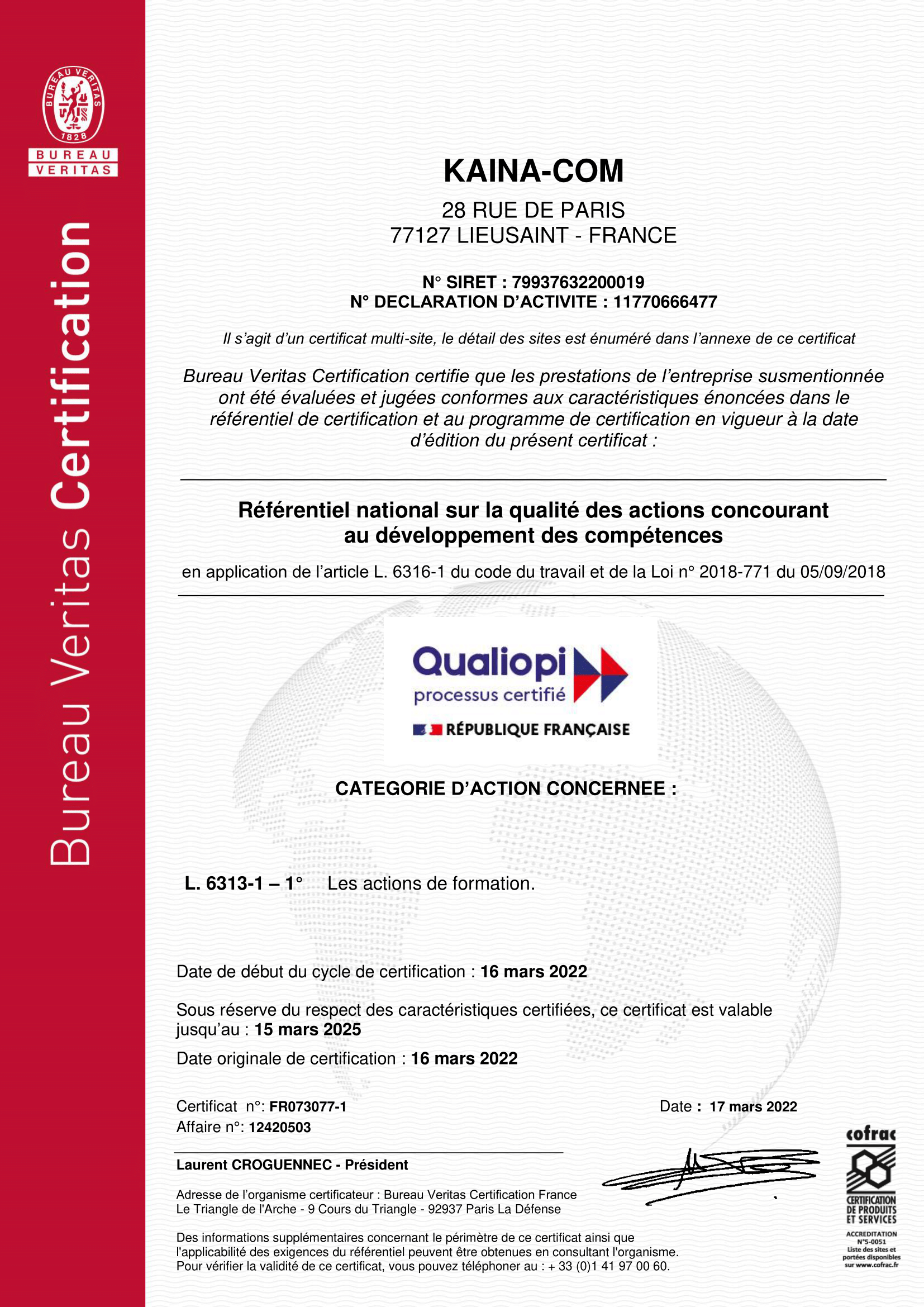 certification Qualiopi